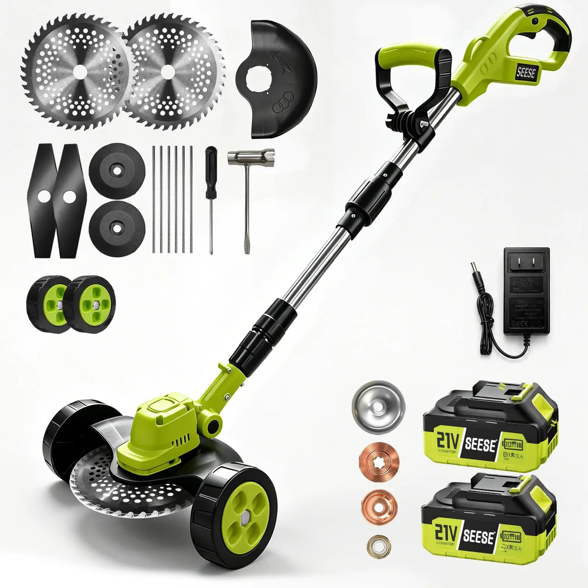 🔥50% OFF🔥Cordless Electric Weed Wacker, 3 Different Cutting & 2 Batteries,